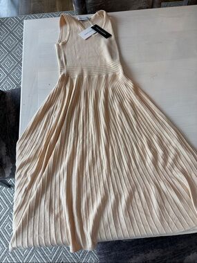 Sleeveless Pleated Maxi Dress in Light Cream - Proenza Schouler